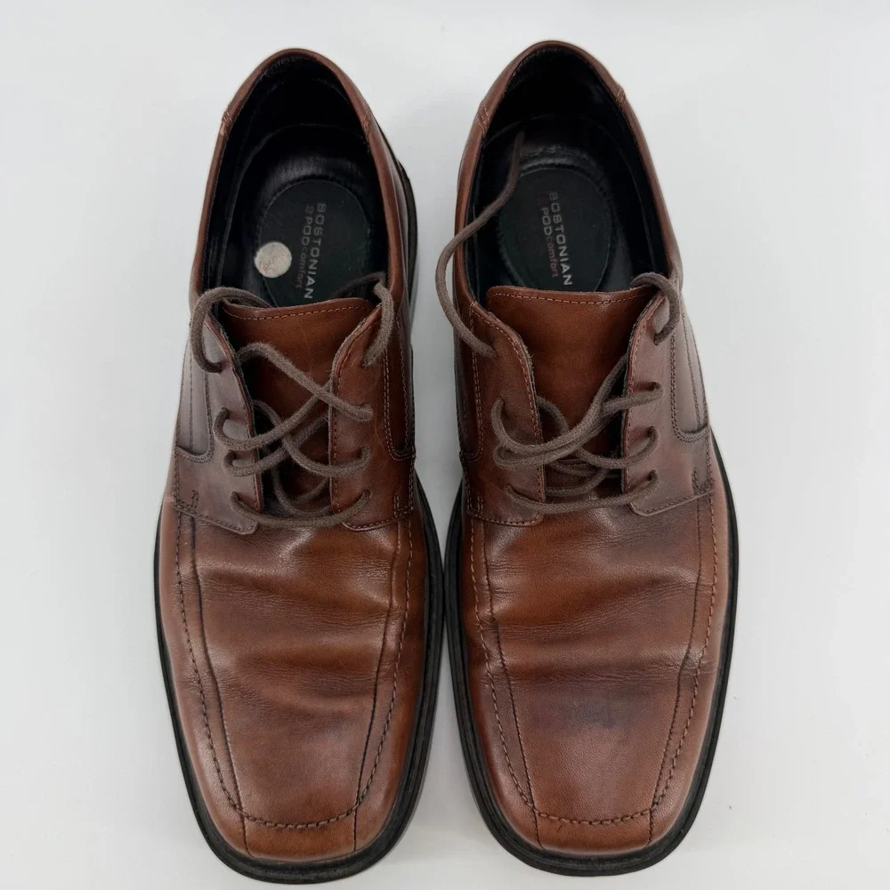 Bostonian Leather Square Toe Lace Up Dress Shoes Mens Size 10.5 M Brown